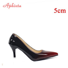 Load image into Gallery viewer, Aphixta Pointed Toe Women Thin Heel Shoes 10cm Heels Pointed Toe Patent Leather Wedding Party Shoes Woman Big Size 48