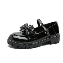 Load image into Gallery viewer, Japanese College Students Girls Round Toe Buckle Straps Bow Shoes Lolita JK Commuter Uniform Lovelive PU Leather Shoes 3 Colors
