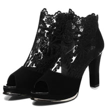 Load image into Gallery viewer, 2020 sexy prom wedding shoes Sandals with coarse heels spring and summer new European American waterproof mesh gauze shoes  x17
