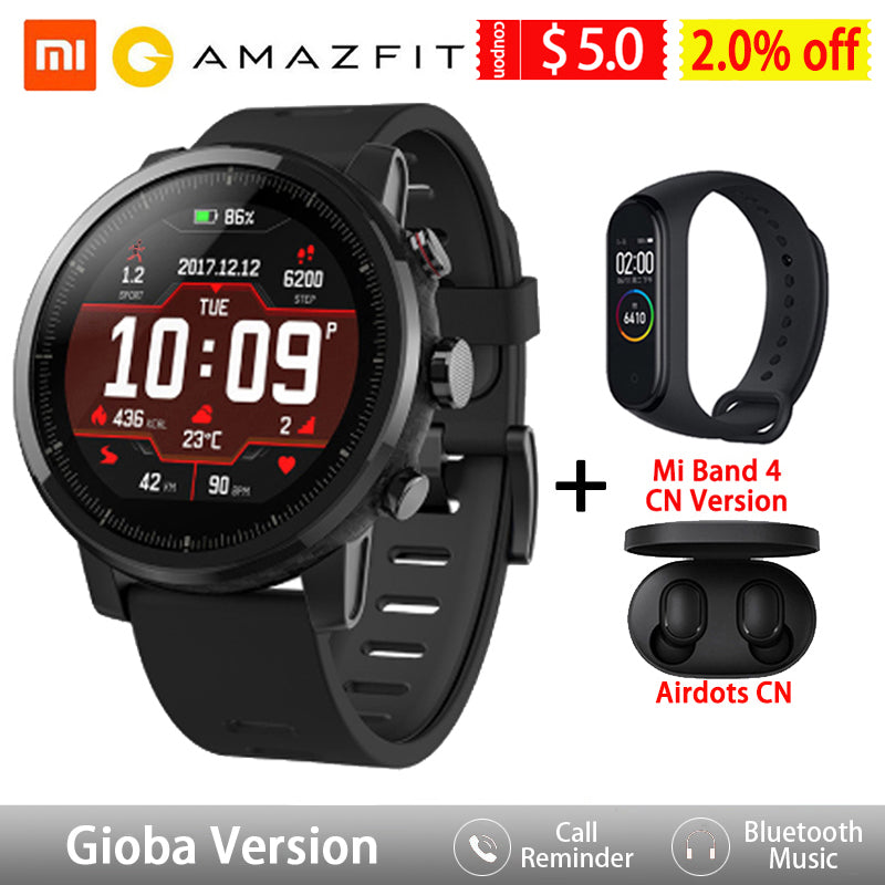 Amazfit Stratos Smart Watch GPS 5ATM Waterproof 2.5D GPS Heart Rate Monitor Sport Swimming Smartwatch Xiaomi Ecosystem Product