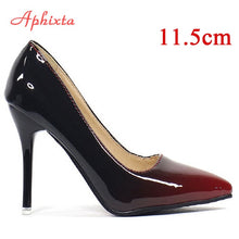 Load image into Gallery viewer, Aphixta Pointed Toe Women Thin Heel Shoes 10cm Heels Pointed Toe Patent Leather Wedding Party Shoes Woman Big Size 48
