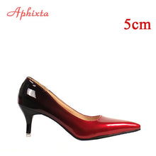 Load image into Gallery viewer, Aphixta Pointed Toe Women Thin Heel Shoes 10cm Heels Pointed Toe Patent Leather Wedding Party Shoes Woman Big Size 48
