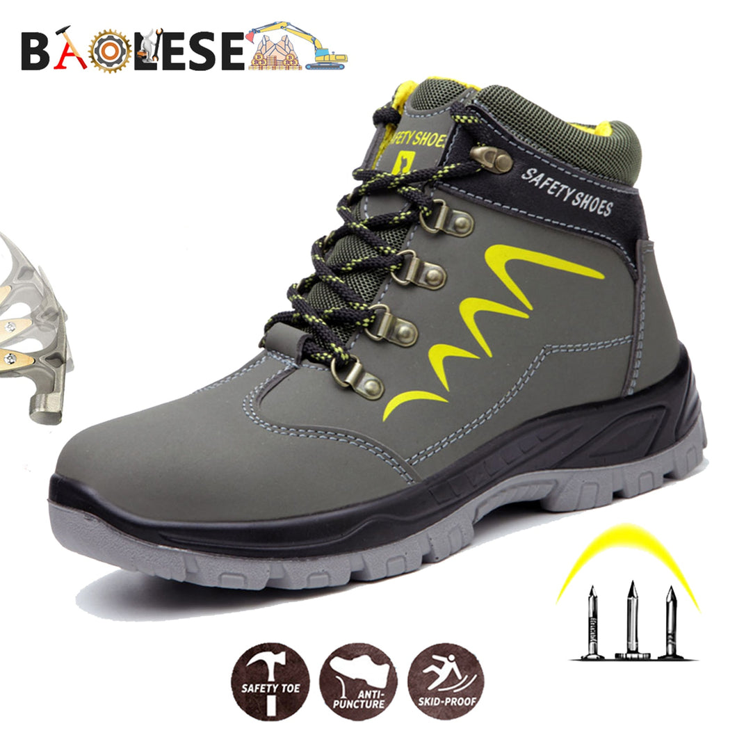 BAOLESEM Man Safety Shoes Winter Safety Man Work Shoes Water-proof Work Shoes Anti-smashing Durable Safety Shoes for Men Shoes