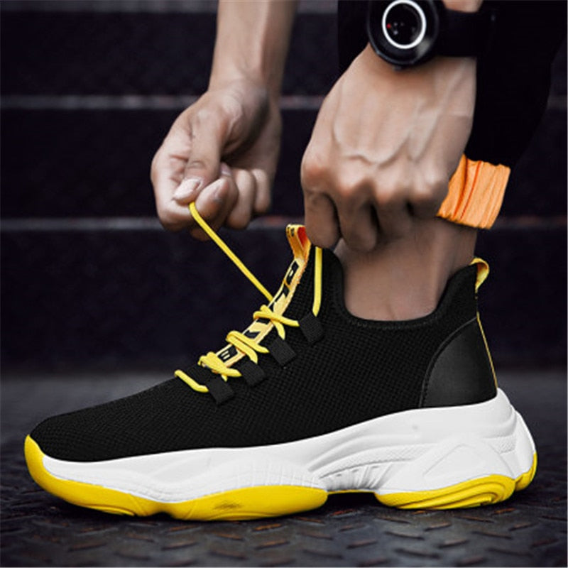 Black Mesh Shoes Men Breathable Running Sport Shoes Male Lace Up Non-slip Men Low Athletic Sneakers Casual Walking Sneakers 2020