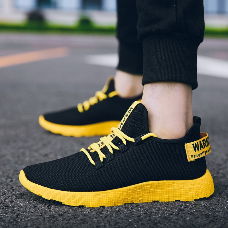 BomKinta Men Sneakers Breathable Yellow Red Men Vulcanized Shoes Male Air Mesh Lace up Wear-resistant Shoes Tenis Masculino