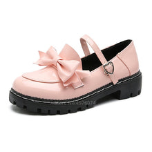 Load image into Gallery viewer, Japanese College Students Girls Round Toe Buckle Straps Bow Shoes Lolita JK Commuter Uniform Lovelive PU Leather Shoes 3 Colors
