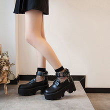 Load image into Gallery viewer, Lolita Gothic Round Head Mary Jane Shoes Japanese College Girl JK Uniform  PU Leatehr Platform Strap Waterproof Black Shoes
